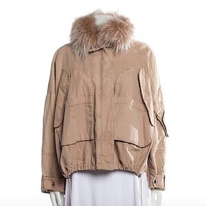 ARMY YVES SALOMON Cargo Coat All-Season Parka Fur Trim Lining | Sz XS Good Pre❤️